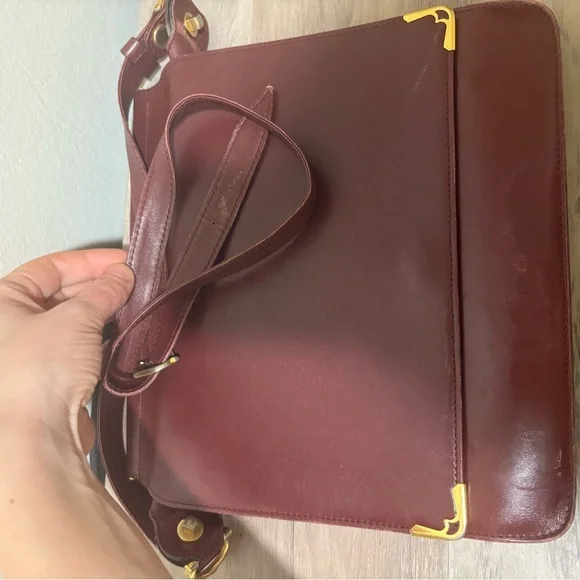 Cartier Burgundy Crossbody Bag with Gold Accents - Picture 11 of 11